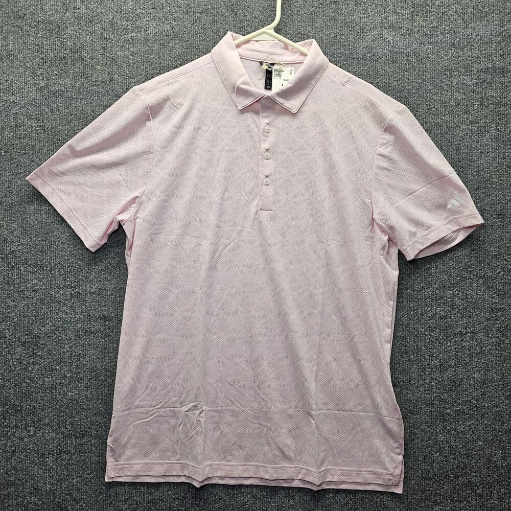 Adidas Ultimate365 Hounds Jacquard Polo in clear pink Large